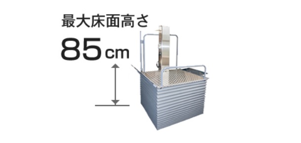 昇降高さ85cm。L字乗込み可能。